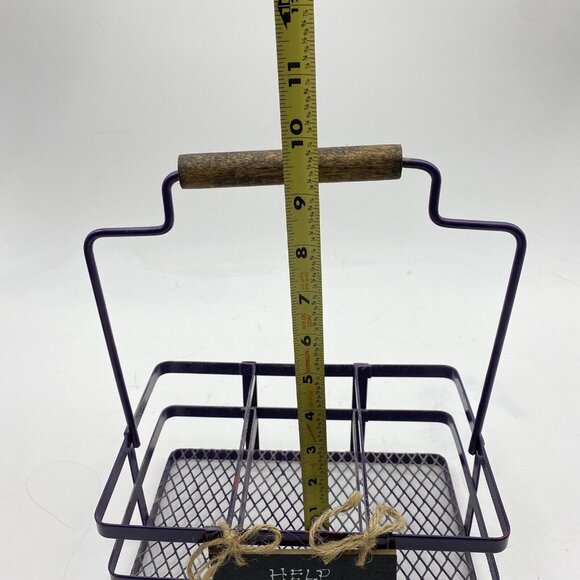 Metal Basket Utensil Condiments Holder Caddy 3 Compartment Purple Picnic Crafts‎ - Picture 6 of 9